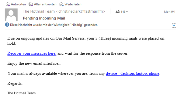 Hotmail Phishing Mail