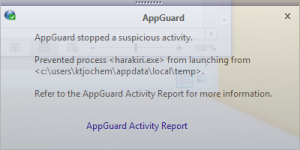 AppGuard blocked Execution Notification