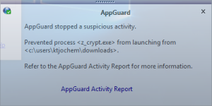 AppGuard stops ZCryptor